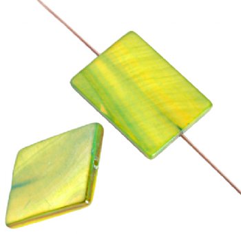 10 20x15mm Flat Rectangle Lime Dyed Shell Beads