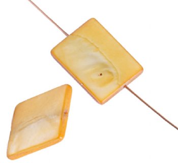10 20x15mm Flat Rectangle Gold Dyed Shell Beads