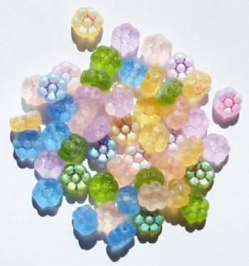 50 8mm Transparent Matte AB Flower Beads Mix Pack