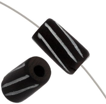10 12mm Carved Black Worked on Bone Spiral Tube Beads