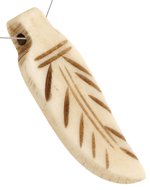 1 37x13mm Antiqued Carved Feather Worked on Bone Pendant