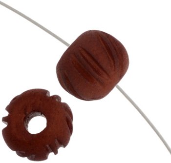 10, 9x10mm Dyed Brown Carved Worked on Bone Spacer Beads
