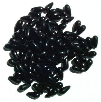50 5x10mm Opaque Black Drop Beads