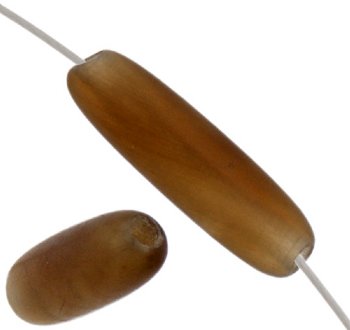 16 Inch Strand 15x4mm Gray Horn Oval Worked on Bone Beads