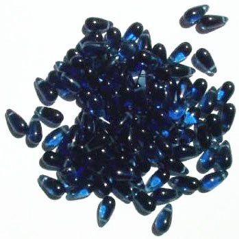 50 5x10mm Transparent Montana Blue Drop Beads