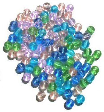 50 6mm Round Transparent Spring Mix Beads
