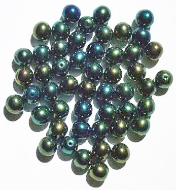 25 8mm Round Metallic Green AB Glass Beads