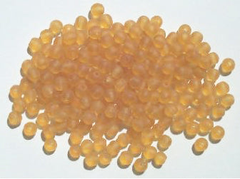 100 4mm Transparent Matte Topaz Round Glass Beads