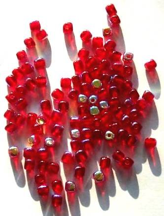100 4mm Transparent Red AB Cube Beads