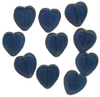 10 15mm Flat Cut Window Heart Beads Montana Blue