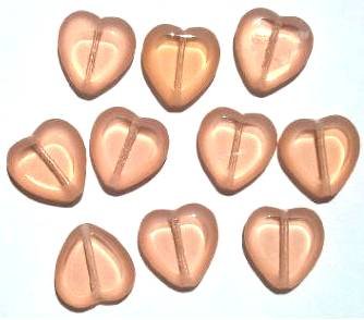 10 15mm Flat Cut Window Heart Beads Rosaline