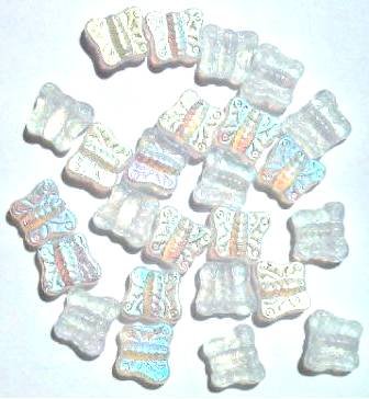 25 11mm Side Drilled Matte Crystal AB Butterfly Beads