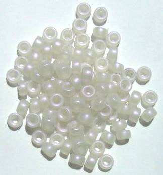 100 4x6mm Crow Beads Matte White Rainbow Pearl AB