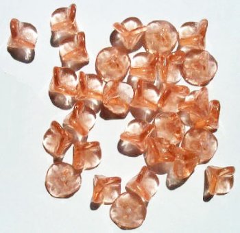 30 9mm Transparent Rosaline Three Petal Drop Flower Beads