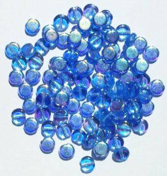 100 6x3mm Transparent Light Sapphire AB Disk Beads