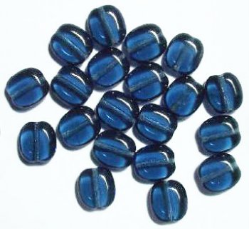 30 10x9x5mm Transparent Montana Blue Flat Puff Oval Beads