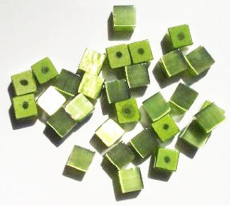 30 6mm Olive Fiber Optic Cat Eye Cube Beads