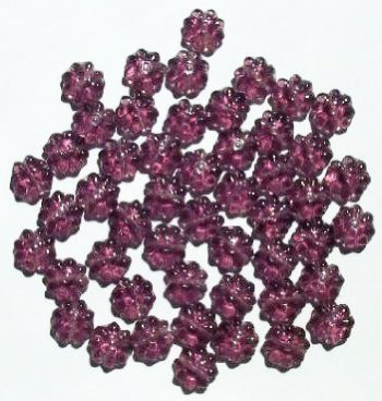 50 9mm Transparent Amethyst Glass Daisy Beads