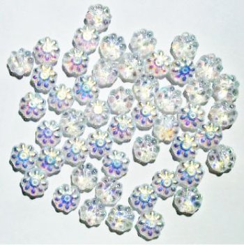 50 9mm Transparent Crystal AB Glass Daisy Beads