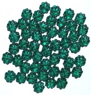 50 9mm Emerald Glass Daisy Beads
