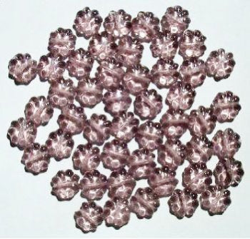 50 9mm Transparent Light Amethyst Glass Daisy Beads