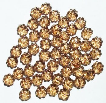 50 9mm Transparent Smoke Topaz Daisy Beads