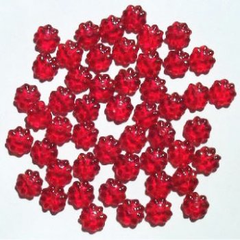 50 9mm Transparent Red Daisy Beads