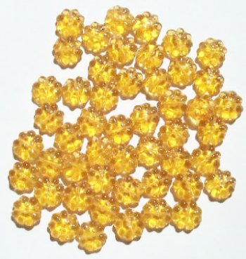 50 9mm Transparent Topaz Daisy Beads