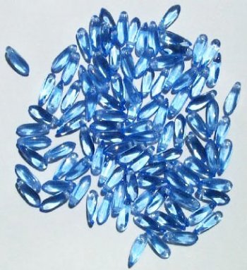 100 3x11mm Transparent Light Sapphire Dagger Beads