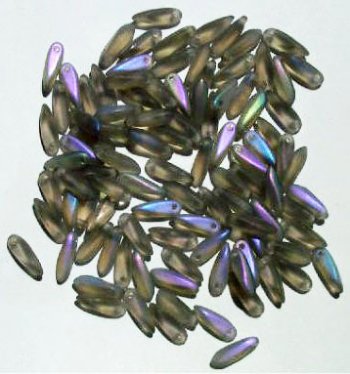 100 3x11mm Matte Transparent Black Diamond AB Dagger Beads