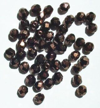 50 6mm Faceted Metallic Bronze Firepolish Beads