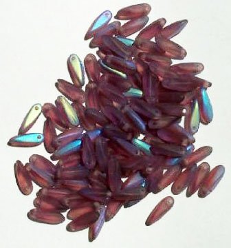100 3x11mm Matte Transparent Amethyst AB Dagger Beads