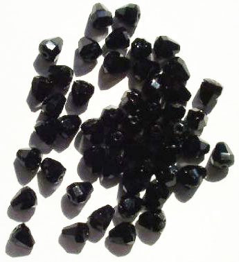 50 7mm Faceted Black Parachute Firepolish Beads