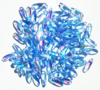 100 3x11mm Transparent Light Sapphire AB Dagger Beads