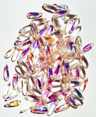 100 3x11mm Transparent Rose AB Dagger Beads