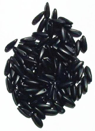 100 3x11mm Matte Opaque Black Dagger Beads