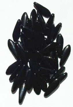 50 5x16mm Opaque Black Dagger Beads