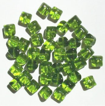 40 7x8mm Transparent Olivine Pillow Beads