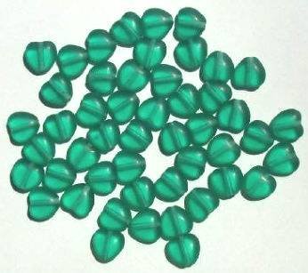 50 8mm Transparent Matte Emerald Heart Beads