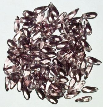100 3x11mm Transparent Light Amethyst Dagger Beads