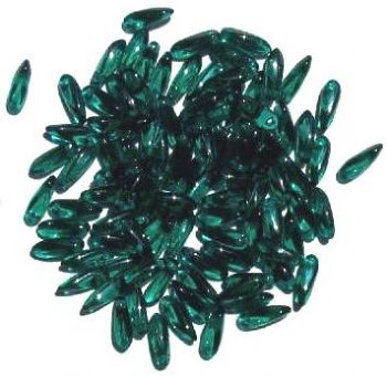 100 3x11mm Transparent Emerald Dagger Beads