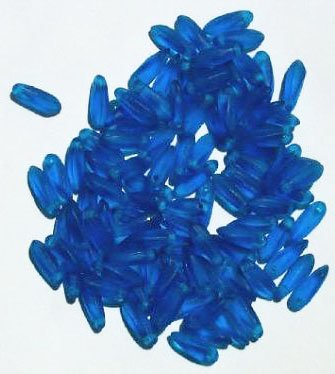 100 3x11mm Matte Transparent Dark Aqua Dagger Beads