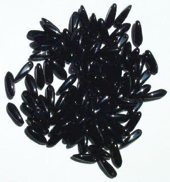 100 3x11mm Opaque Black Dagger Beads