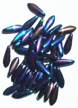 50 5x16mm Metallic Navy AB Dagger Beads