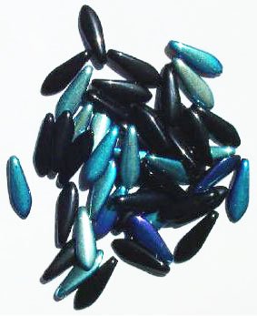 50 5x16mm Opaque Black AB Dagger Beads