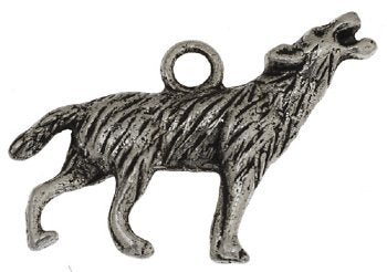 1, 16x26mm Antique Silver Howling Wolf Pendant