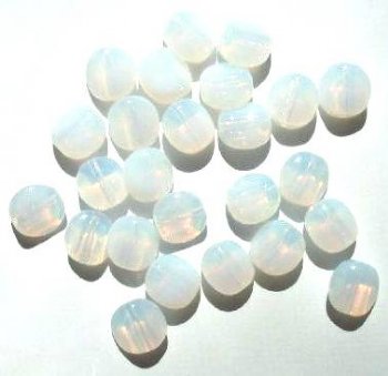 25 12mm Four-Sided Flat Round White Opal Glass Beads