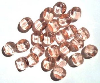 25 12mm Four-Sided Flat Round Rosaline Glass Beads