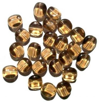 25 12mm Four-Sided Flat Round Smoke Topaz Glass Beads