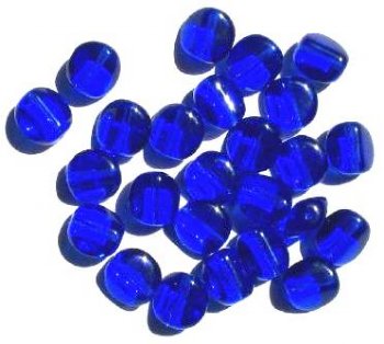 25 12mm Four-Sided Flat Round Sapphire Glass Beads